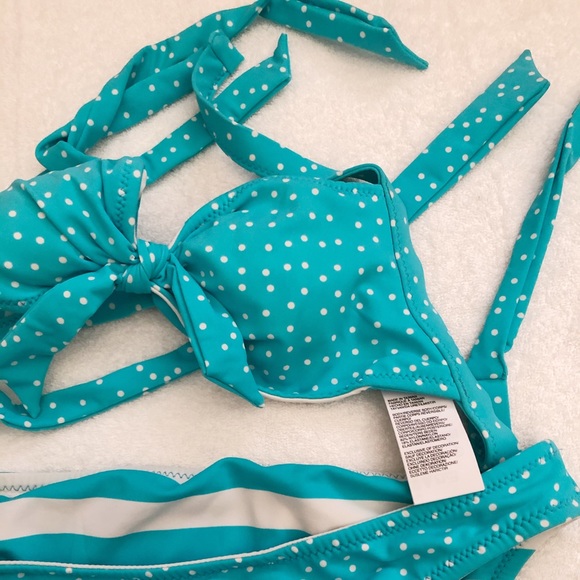 Tommy Blue Strips/Polka Dot Swim Set - Picture 2 of 4